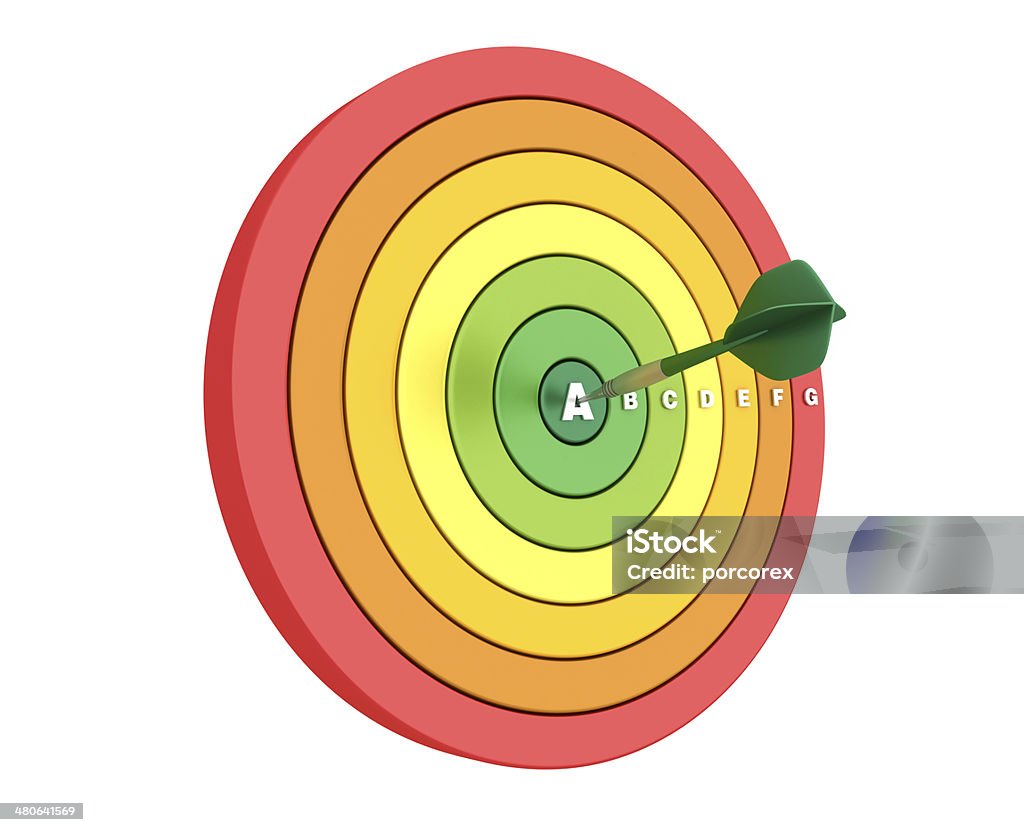 과녁 에너지 효율 다이어그램 - 로열티 프리 연료 및 전력 생산 스톡 사진