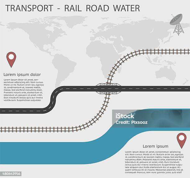 Infographics Transport For Rail Road And Water Eps10 Stock Illustration - Download Image Now