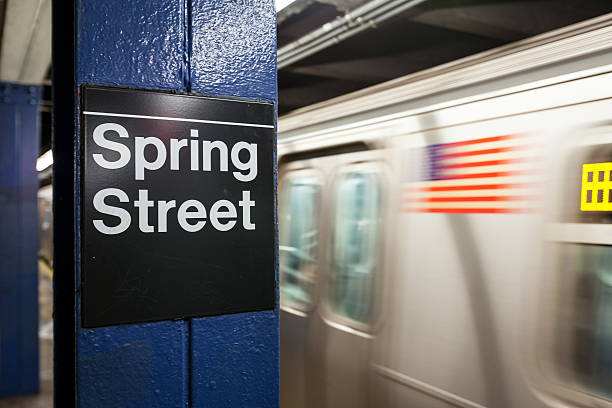 istock Subway train pulling out of Spring Street Station 480646702