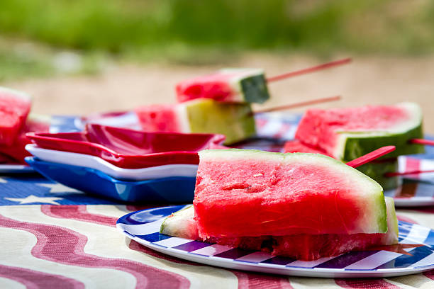 istock Watermelon on a stick at picnic 480646744