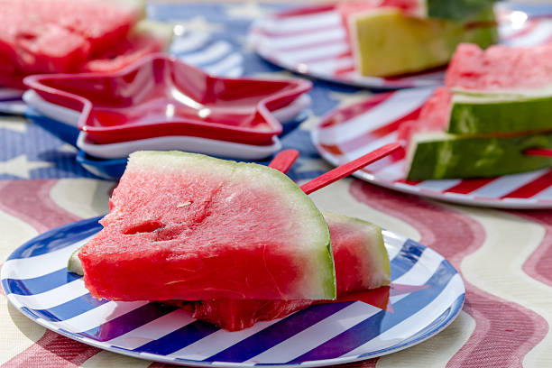 istock Watermelon on a stick at picnic 480646752