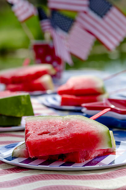 istock Watermelon on a stick at picnic 480646754