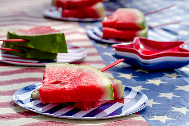 istock Watermelon on a stick at picnic 480646760