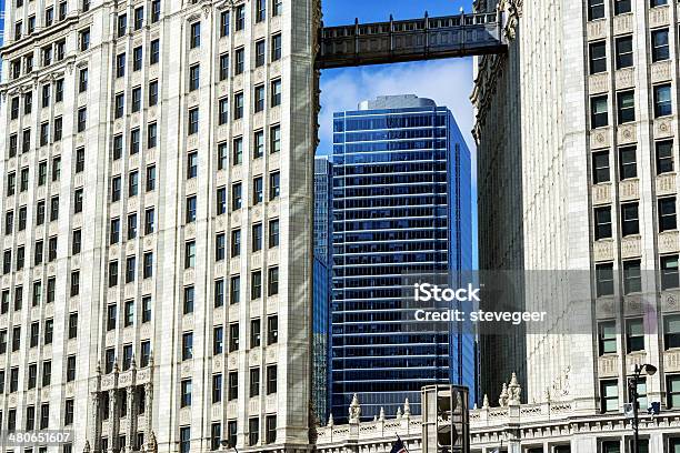 New Skyscraper Framed Between Two Wrigley Buildings Chicago Stock Photo - Download Image Now
