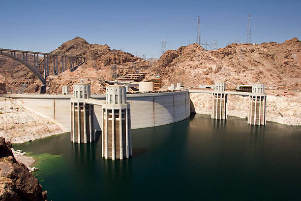 Hoover dam intakes stock photo