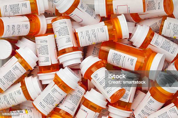 Dozens Of Prescription Pill Bottles Stock Photo - Download Image Now - Prescription Medicine, Pill Bottle, Bottle
