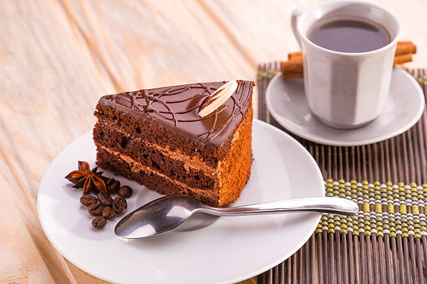 istock delicious chocolate cake and cup of coffee 480663471