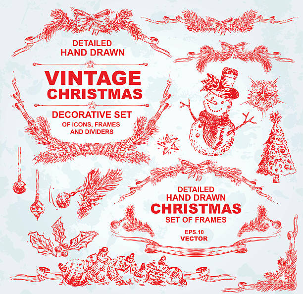 Hand Drawn Detailed Christmas Set