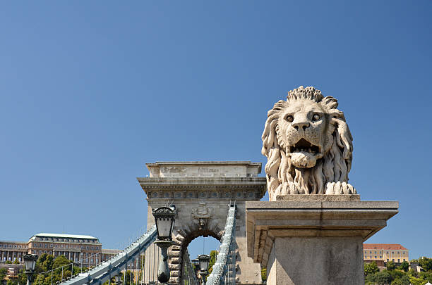 istock Lion and the Chain Bridge, Budapest. 2 480666390