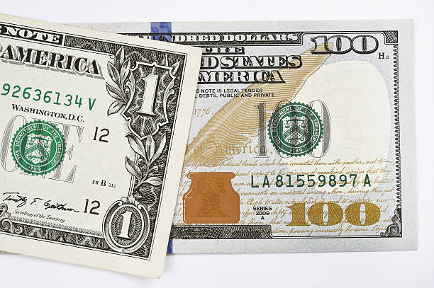 istock Macro shot of a new 100 dollar bill and one dollar 480669130