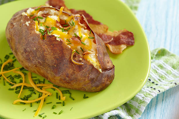 istock Baked Potato with bacon, cheese and chives 480670345