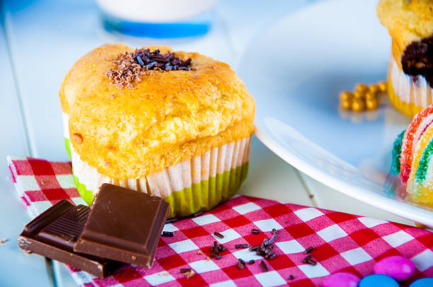 istock Vivid theme of sweets with bright blue background 480670711