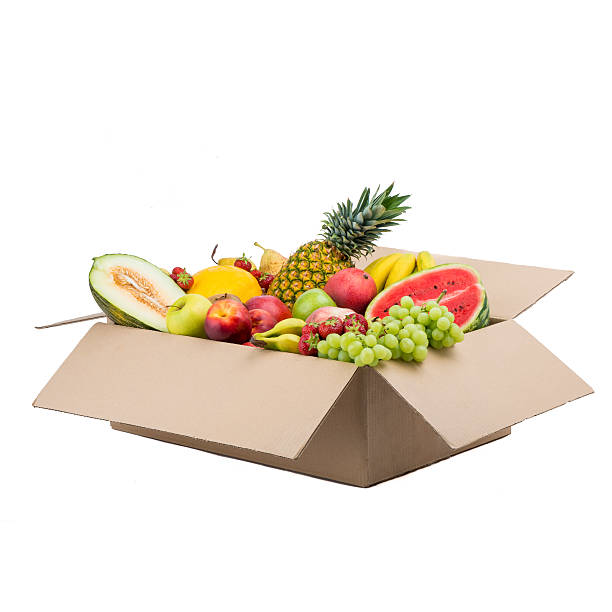 Group of fruit Group of fruit in a box. Colorful composition of fruit. Very useful for online greengrocer's basket healthy eating vegetarian food studio shot stock pictures, royalty-free photos & images