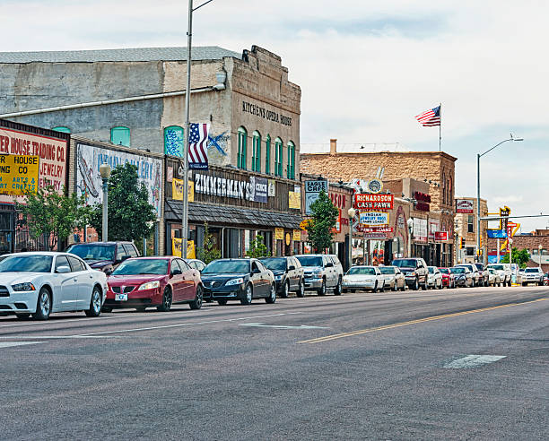 gallup, New Mexico, USA - July 3, 2015: This main street in Gallup New Mexico brings the visitors as well asl the local to the heart of the tourist section of town and of course the many signs and historic buildings draw the tourist to this area this is a very inviting community with many great sights to offer the visitors and on this July day it was interesting to visit.
