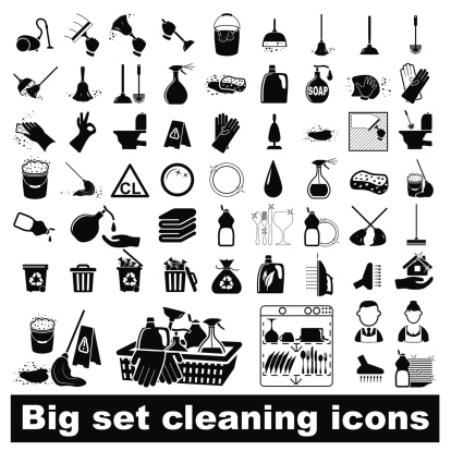 Icons set Cleaning. Vector illustration  on white background