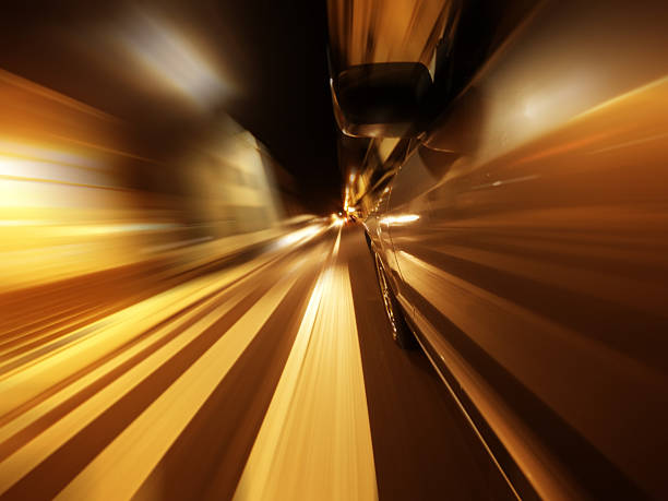 istock Night Driving - Side of Car Going Fast 480685374