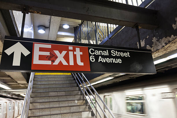 istock Subway exit sign in New York City, NY 480685590