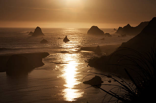 California sunset over Bodega Bay off Coastal Highway 1.