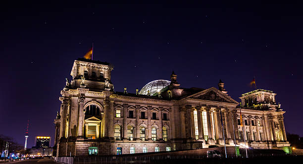istock Night view of Reichstag building in Berlin, Germany . 480687660