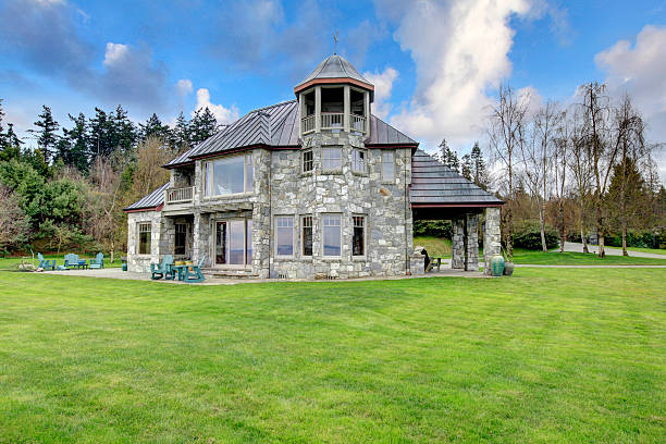 istock Amazing stone house with a big column porch 480687859