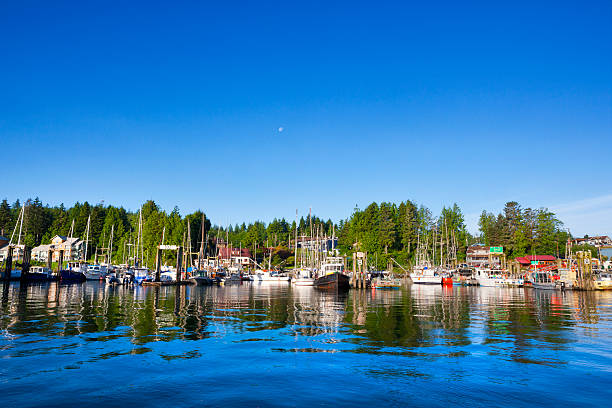 Blue hour at the working waterfront of Port Alberni, BC Canada
