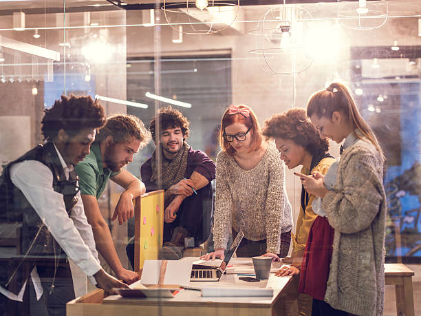 istock Group of young creative people on a meeting in office. 480688482