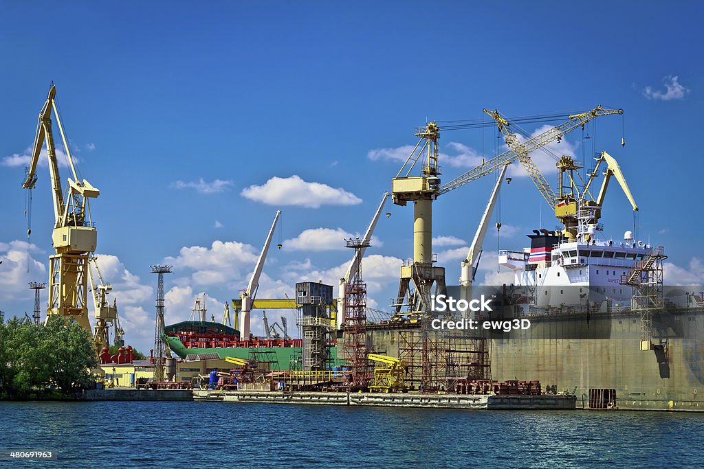 Werft in industriellen harbour - Lizenzfrei Stettin Stock-Foto