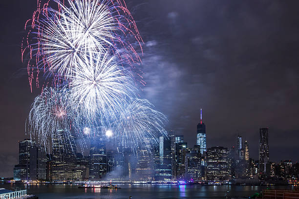 istock Independence Day With Fireworks in New York City 480692286