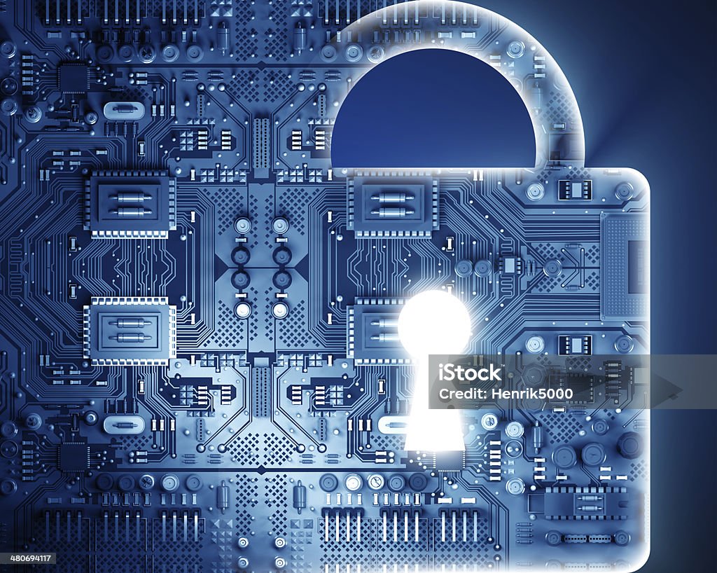 Cyber security concept with lock Cyber security concep with lock. Attached Stock Photo