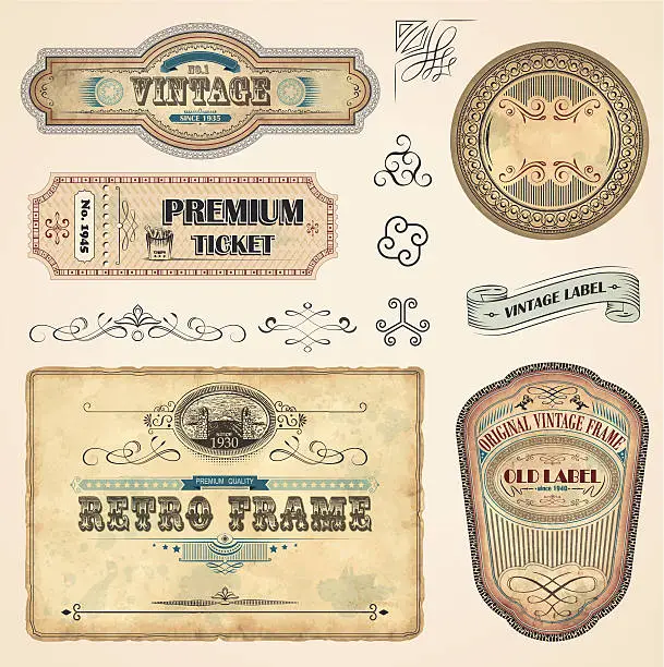 Vector illustration of Set of Vintage Labels