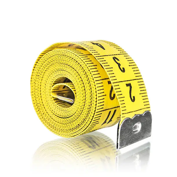 Yelow measuring tape, isolated on white