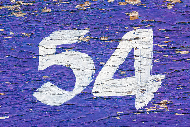 wood pine with white number 54