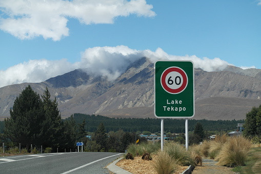 speed limit road sign in Lake Tekapo - New Zealand
