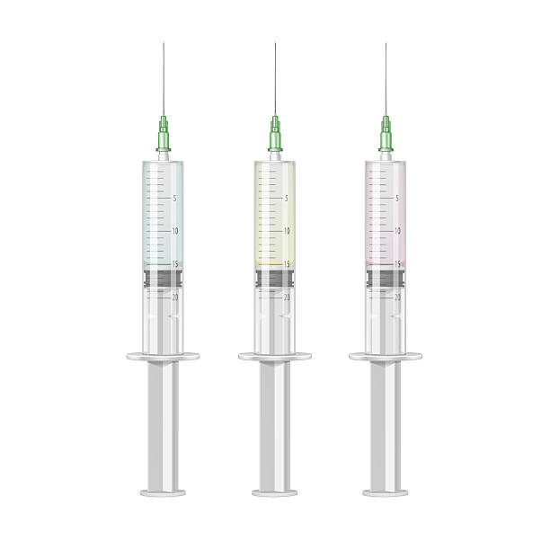 ilustrações, clipart, desenhos animados e ícones de vetor de plástico seringa médica isolado no fundo branco - syringe surgical needle vaccination injecting