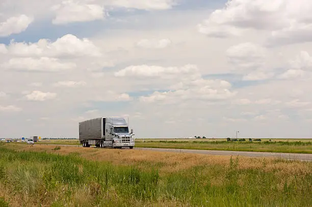 Truck driving on Route 40 in Texas