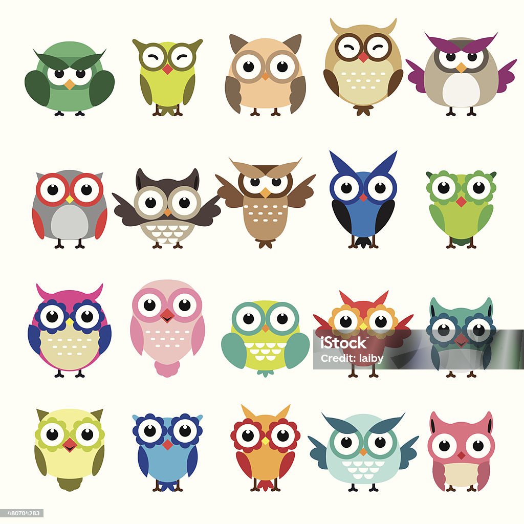 Set of owls isolated on white background Set of owls isolated on white background. Vector illustration. eps 10 Owl stock vector