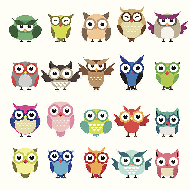 Set of owls isolated on white background Set of owls isolated on white background. Vector illustration. eps 10 owl illustrations stock illustrations