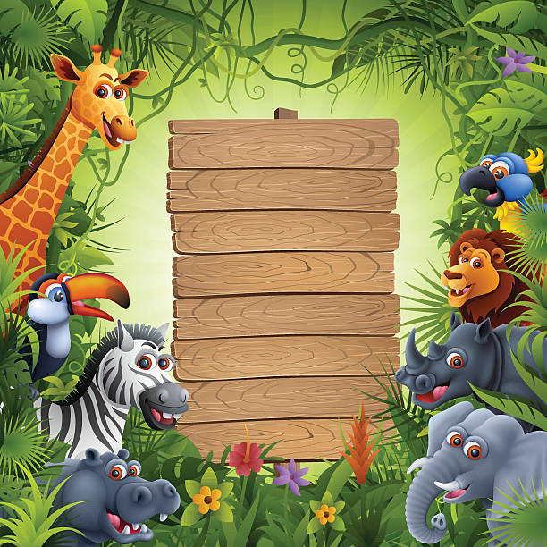 afrikanische tiere - tropical rainforest animal cartoon lion stock-grafiken, -clipart, -cartoons und -symbole
