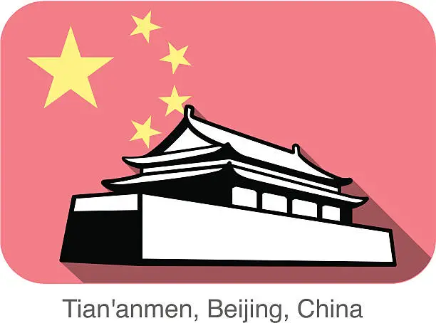 Vector illustration of Tiananmen building. Landmark of the world series