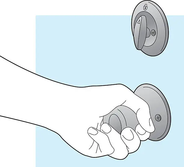 Vector illustration of Hand Holding Door Knob Line Art