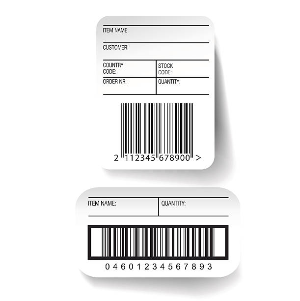 ilustraciones, imágenes clip art, dibujos animados e iconos de stock de plantilla vector de etiquetas de códigos de barras - transporte marítimo