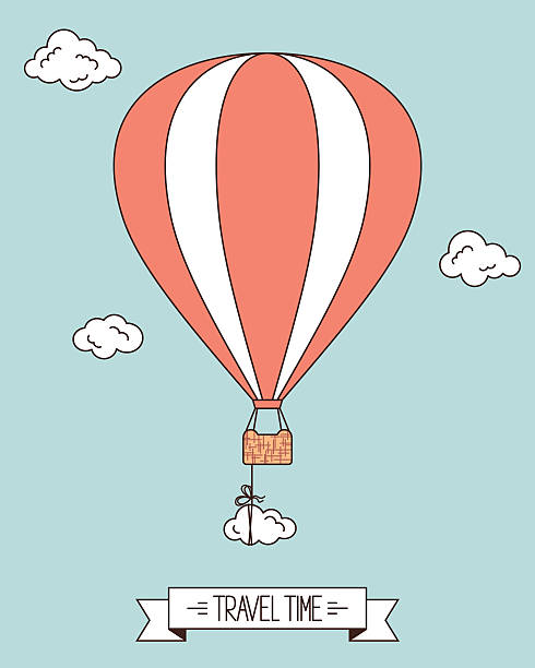 Hot air balloon Hot air balloon with clouds and banner for your text ballast stock illustrations