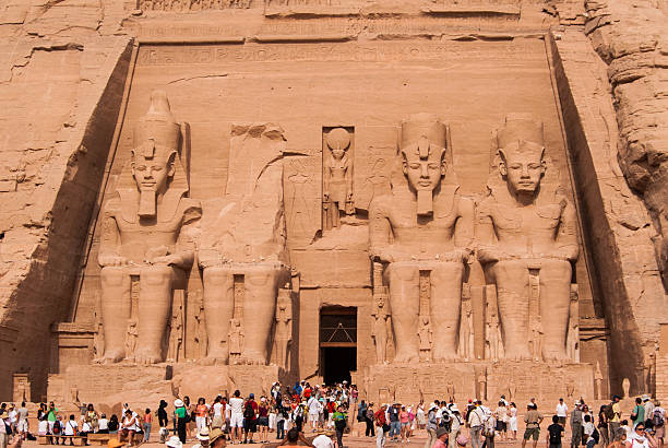 Abu simbel Pharaoh statue on abu simple site, Egypt rameses ii stock pictures, royalty-free photos & images