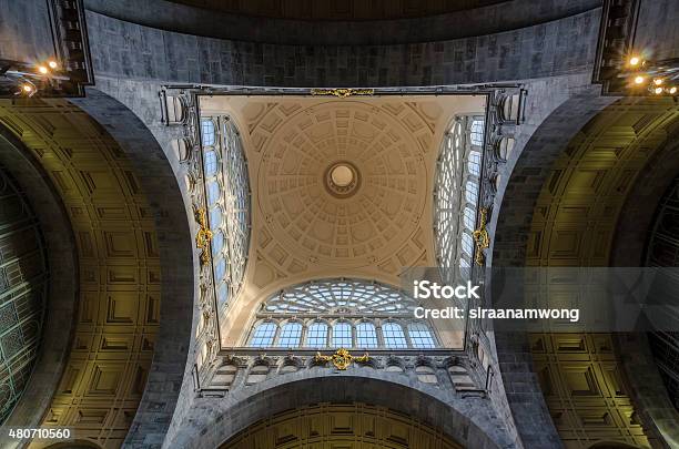 Beautiful Ceiling Of Antwerp Central Station Stock Photo - Download Image Now - 2015, Abstract, Ancient