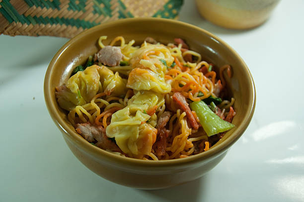 istock Chinese egg noodles with red pork 480711236