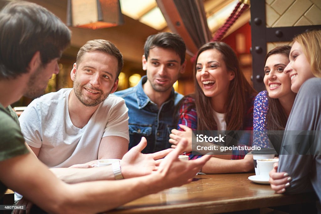 Gute Kurzurlaub bedeutet good company und guten Kaffee - Lizenzfrei Gespräch Stock-Foto