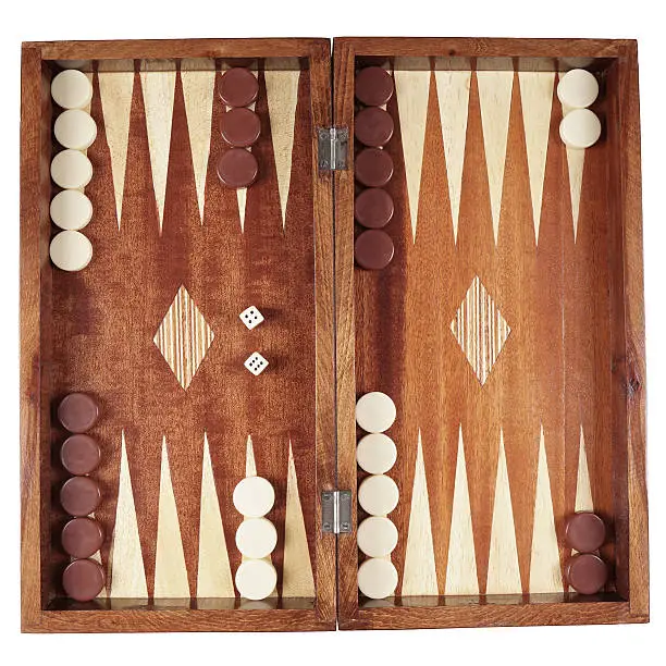 backgammon wooden tavli board game from greece                              