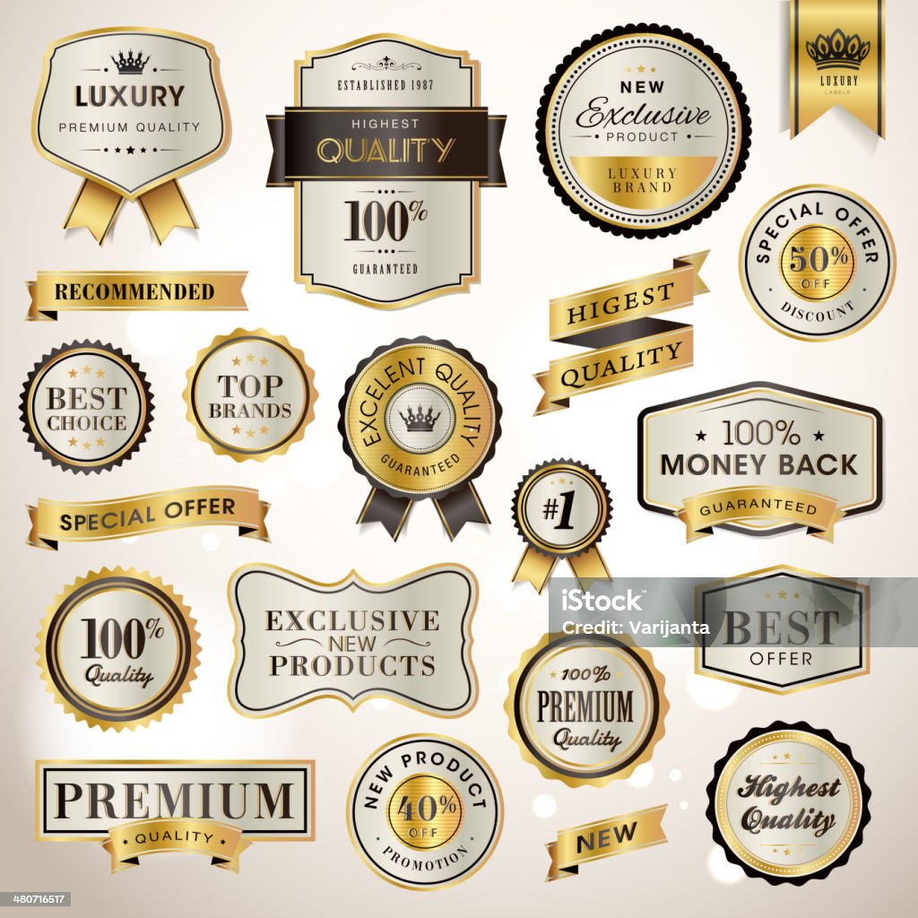 Set luxury labels and ribbons for sale Set vector labels and ribbons Upper Class stock vector