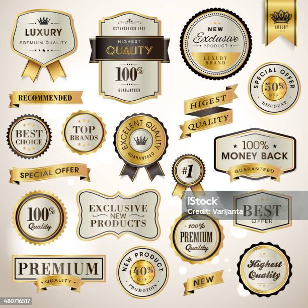 Set Luxury Labels And Ribbons For Sale Stock Illustration - Download Image Now - Upper Class, Exclusive, Badge