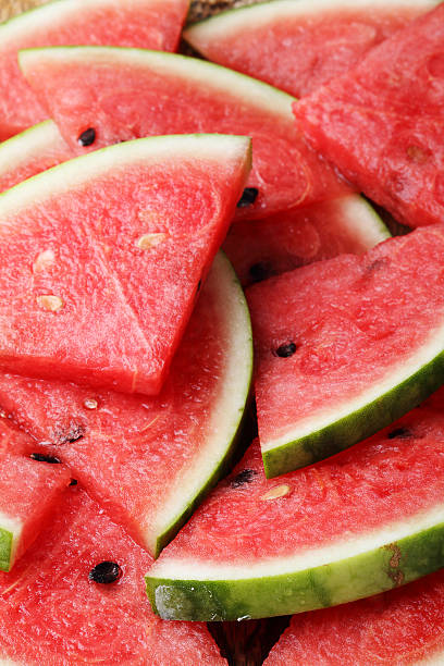istock Slice of fresh watermelon on wooden plate 480718548